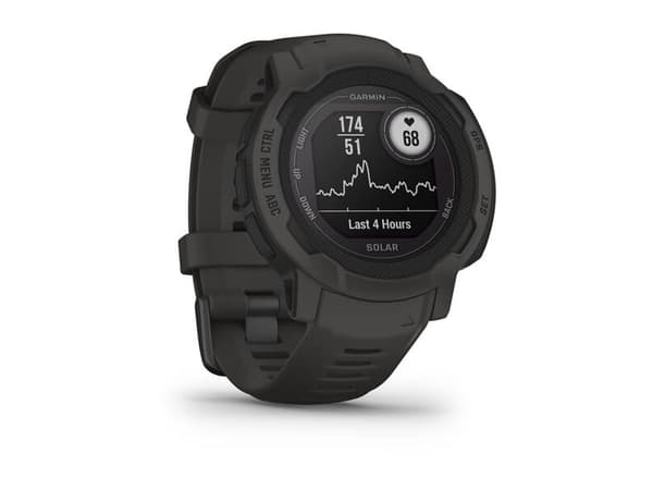 Garmin Instinct 2 Solar - 45 mm - grafitt - sportsur med bånd - silikon - håndleddstørrelse: 135-230 mm - monokrom - 32 MB - Bluetooth, ANT+ - 53 g