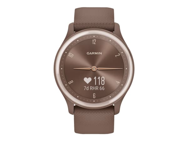 Garmin vívomove Sport - Kakao med persikogula accenter - smart klocka med band - silikon - handledsstorlek: 125-190 mm - monokrom - Bluetooth, ANT+ -