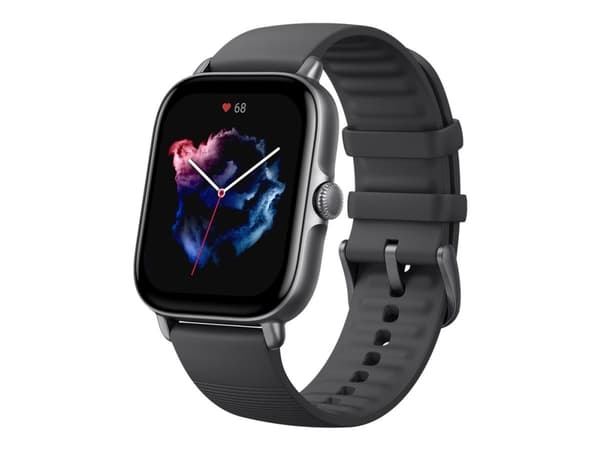 Amazfit GTS 3 - Älykello rannekkeella - silikoni - grafiitinmusta - ranteen koko: 155-218 mm - näyttö 1,75" - Bluetooth - 24,4 g