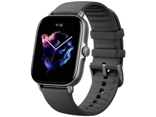 Amazfit GTS 3 - Smart klocka med rem - silikon - grafitsvart - handledsstorlek: 155-218 mm - display 1.75" - Bluetooth - 24.4 g