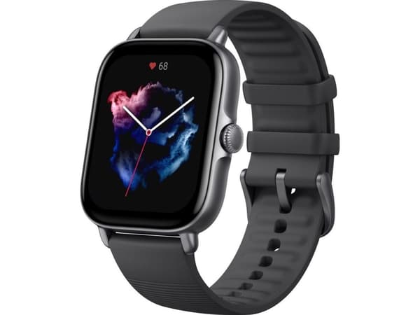 Amazfit GTS 3 - Smart klocka med rem - silikon - grafitsvart - handledsstorlek: 155-218 mm - display 1.75" - Bluetooth - 24.4 g
