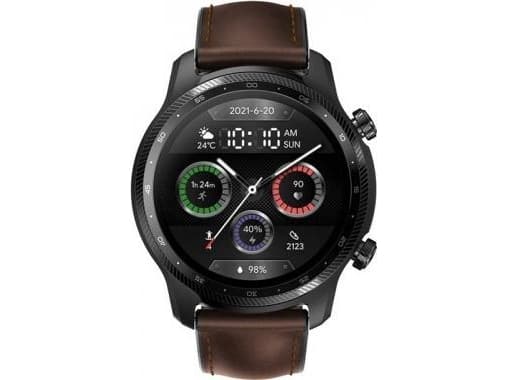 Mobvoi TicWatch Pro 3 Ultra LTE Smartwatch, svart med brunt läderarmband