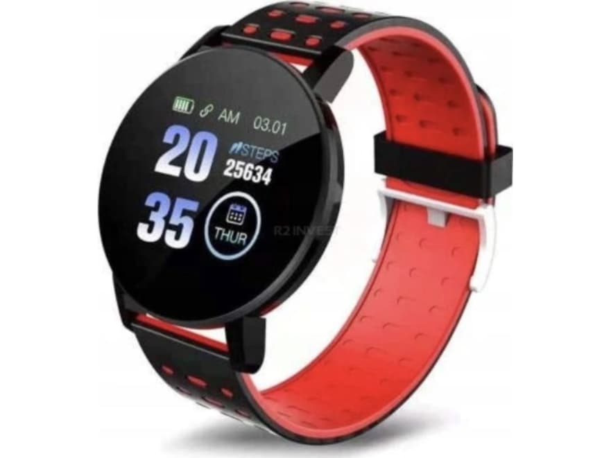 R2 Invest Smartwatch M119 PLUS Smartwatch Sport Band Smart Band (Black-Red)