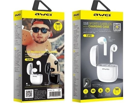 AWEI słuchawki Bluetooth 5.0 T28 TWS + stacja dokująca biały/white