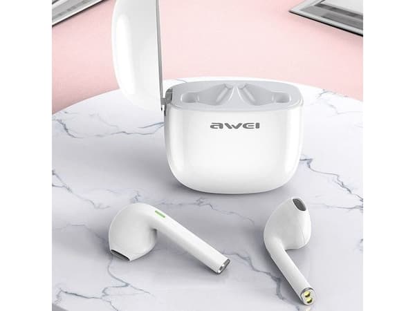 AWEI słuchawki Bluetooth 5.0 T28 TWS + stacja dokująca biały/white