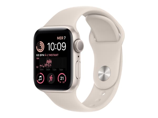 Apple Watch SE (GPS) - 2a generation - 40 mm - stjärnljusaluminium - smart klocka med sportband - fluoroelastomer - starlight - bandstorlek: standard