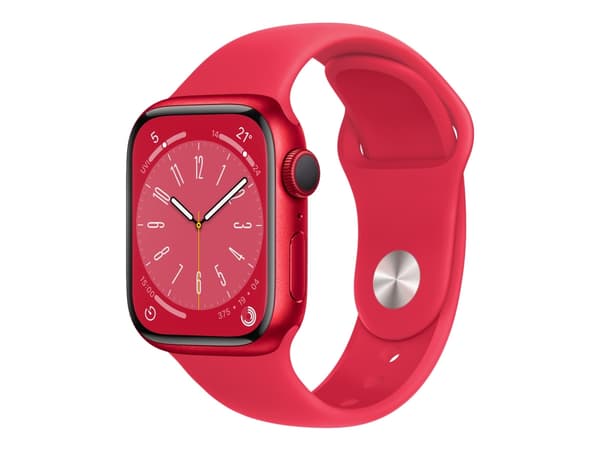 Apple Watch Series 8 (GPS) - (PRODUCT) RED - 41 mm - röd aluminium - smart klocka med sportband - fluoroelastomer - röd - bandstorlek: standard - 32