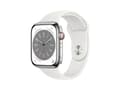 Miniatyrbild 3 av 5: Apple Watch Series 8 (GPS + Cellular) - 45 mm - rostfritt stål i silver - smart klocka med sportband - fluoroelastomer - vit - bandstorlek: standard