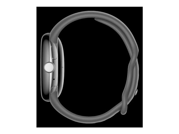 Google Pixel Watch - 41 mm - polert sølv - smartklokke med aktivt bånd - fluorelastomer - trekull - båndbredde: L - 32 GB - Wi-Fi, LTE, NFC, Bluetoot