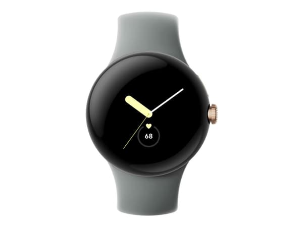 Google Pixel Watch - Sjampanjegull - smartklokke med bånd - fluorelastomer - hassel - båndbredde: L - 32 GB - Wi-Fi, NFC, Bluetooth - 4G - 36 g