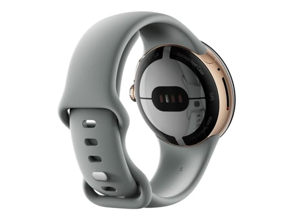 Google Pixel Watch - Sjampanjegull - smartklokke med bånd - fluorelastomer - hassel - båndbredde: L - 32 GB - Wi-Fi, NFC, Bluetooth - 4G - 36 g