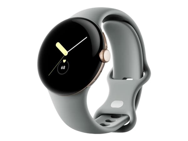 Google Pixel Watch - Sjampanjegull - smartklokke med bånd - fluorelastomer - hassel - båndbredde: L - 32 GB - Wi-Fi, NFC, Bluetooth - 4G - 36 g