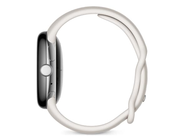 Google Pixel - Polerat silver - smart klocka med aktivt band - fluoroelastomer - krita - bandstorlek: L - 32 GB - Bluetooth, Wi-Fi, NFC - 36 g