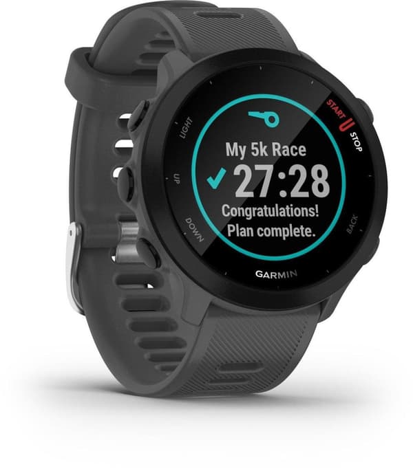 Garmin Forerunner 55 Løbeur - Sportsur med GPS Tracker - Velegnet til løb - Monterra Grey