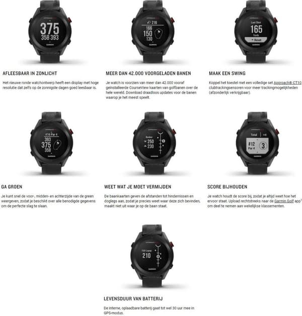 Garmin Approach S12 Smartwatch - Golfklocka - Med GPS Tracker - Hög upplösning - 5ATM Vattentät - Grå