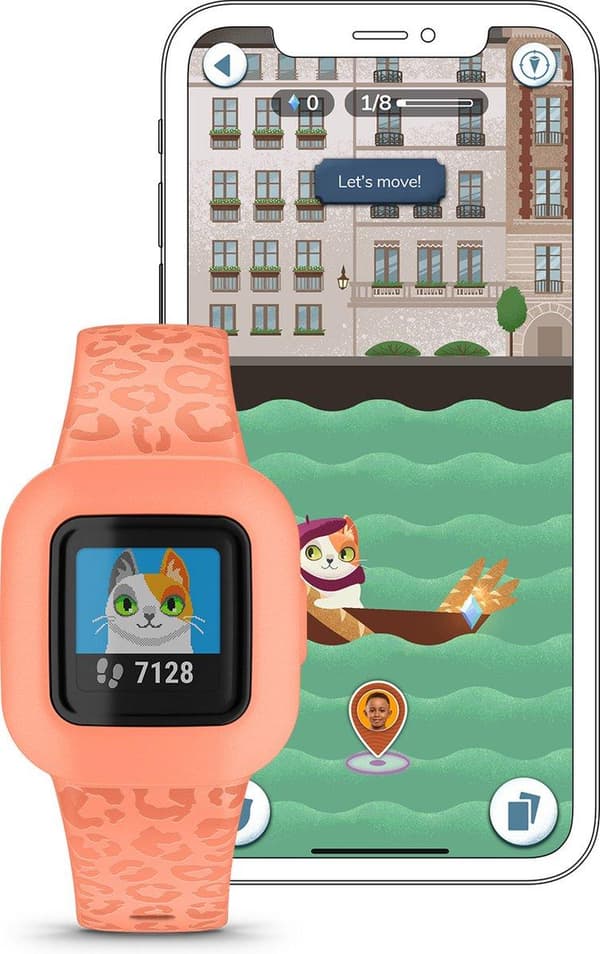 Garmin Vívofit Junior 3 Activity Tracker - Fitness Tracker til børn - Vandtæt - Peach Leopard