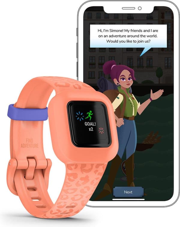 Garmin Vívofit Junior 3 Activity Tracker - Fitness Tracker til børn - Vandtæt - Peach Leopard
