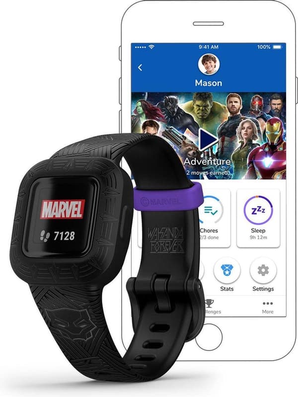 Garmin Vívofit Junior 3 Activity Tracker - Marvel Black Panther - Fitness Tracker för barn - Vattentålig - Svart