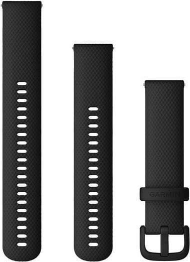 Garmin Quick Release silikone urrem - 20 mm armbånd - Bærbart bånd - sort med sort spænde