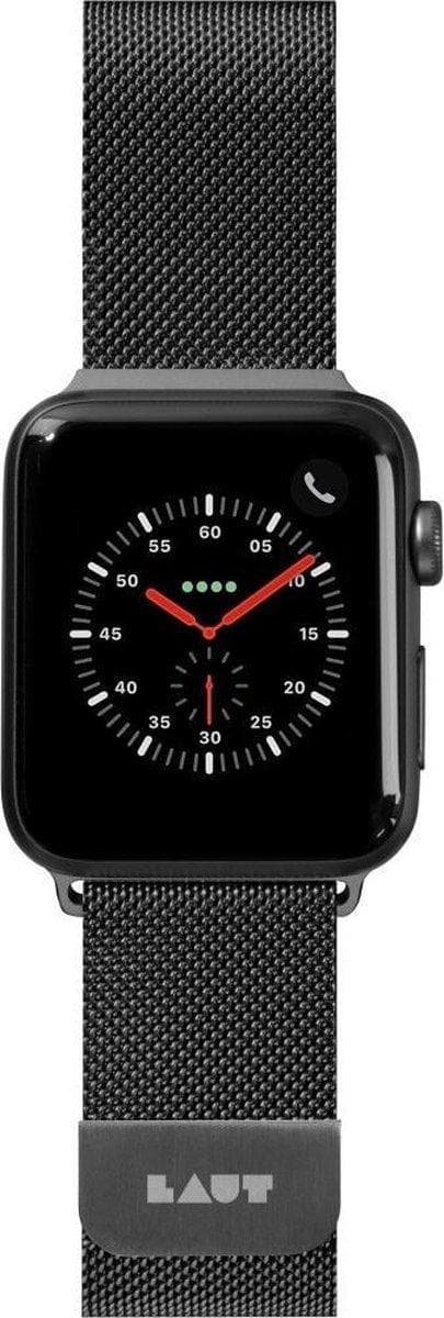 LAUT Steel Loop ruostumattomasta teräksestä valmistettu ranneke sopii Apple Watch Series 7:lle (45 mm) - musta