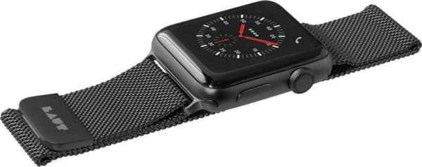 LAUT Steel Loop ruostumattomasta teräksestä valmistettu ranneke sopii Apple Watch Series 7:lle (45 mm) - musta