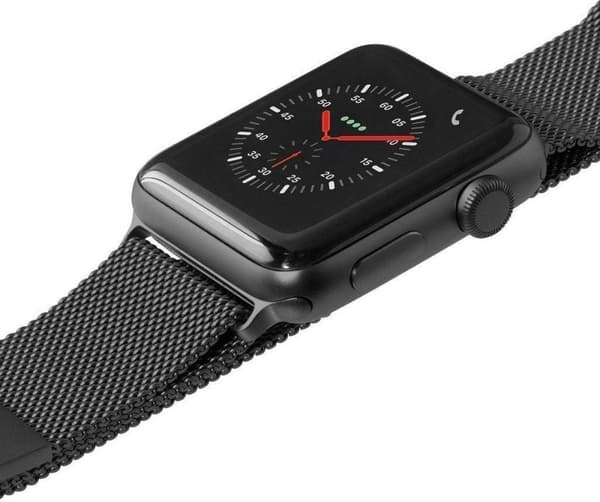 LAUT Steel Loop ruostumattomasta teräksestä valmistettu ranneke sopii Apple Watch Series 7:lle (45 mm) - musta