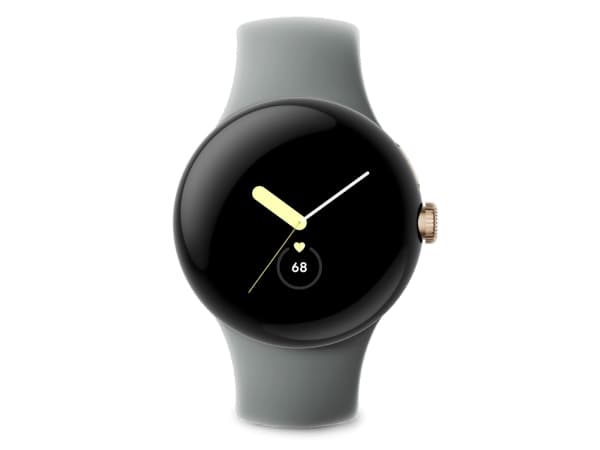 Google Pixel Watch - Champagneguld - smart klocka med band - fluoroelastomer - hazel - bandstorlek: L - 32 GB - Wi-Fi, NFC, Bluetooth - 36 g