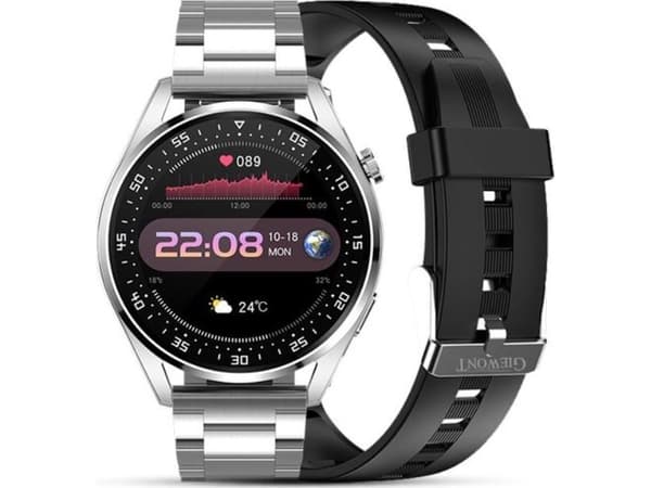 Smartwatch Giewont GW450-4 Silver + Black Silicone Strap