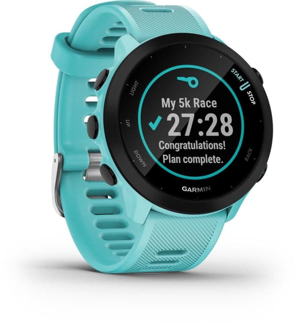 Garmin Forerunner 55 Løbeur - Sportsur med GPS Tracker - Velegnet til løb - Aqua