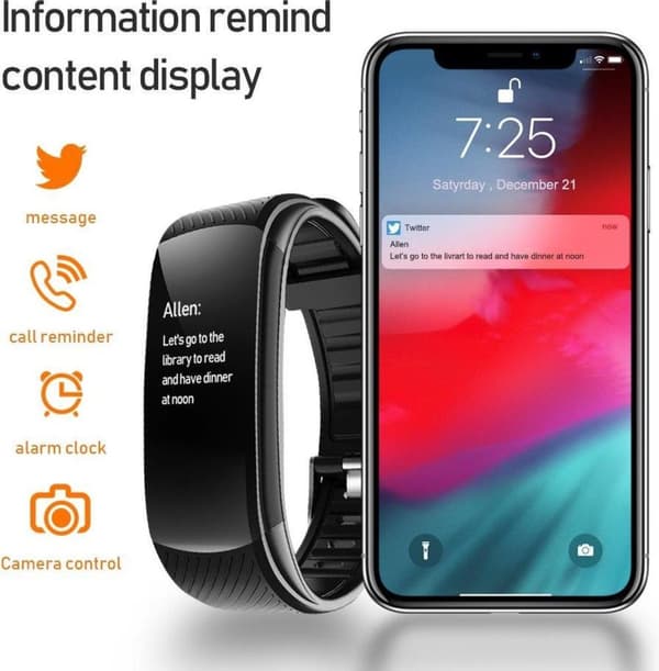 Denver Activity Tracker - Skridttællerur med pulsmåler - Blodtryksmåler - IP67 vandtæt - Skridttæller - BFH17 - Sort