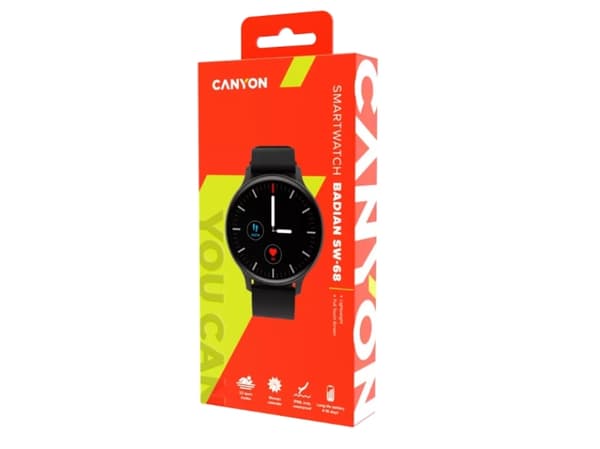 Canyon SW-68 - Metall - smartklokke med stropp - silikon - display 1.28" - 64 MB - Bluetooth - 50.6 g - svart