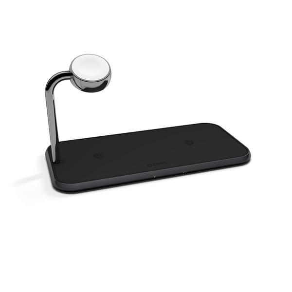 ZENS Triple Alu. Lader QI Trådløs 220V-kabel  2x10W med Apple Watch Lader (Apple QC 7,5W)