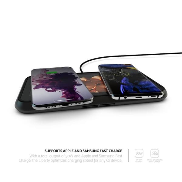 Zens Dual Bordsladdare  QI Liberty 16 coils 2x15W Glass Top Edition (Apple & Samsung QC)