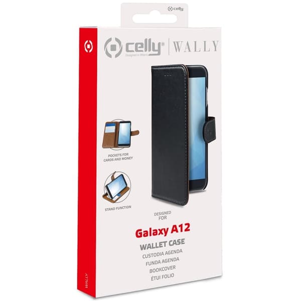 Celly Wallet Case Galaxy A12 Svart