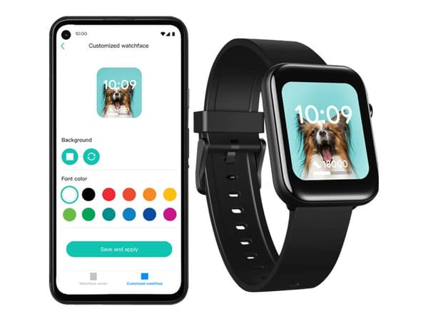 Mobvoi TicWatch GTH Smartwatch - Raven black - smart klocka med band - TPU-silikon - raven black - display 1.55" - Bluetooth - 59.4 g