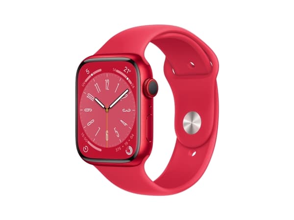 Apple Watch Series 8 (GPS + Cellular) - (PRODUCT) RED - 45 mm - röd aluminium - smart klocka med sportband - fluoroelastomer - röd - bandstorlek: sta