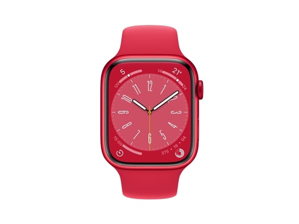 Apple Watch Series 8 (GPS + Cellular) - (PRODUCT) RED - 45 mm - röd aluminium - smart klocka med sportband - fluoroelastomer - röd - bandstorlek: sta