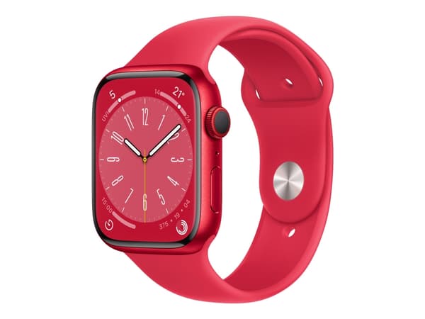 Apple Watch Series 8 (GPS + Cellular) - (PRODUCT) RED - 45 mm - röd aluminium - smart klocka med sportband - fluoroelastomer - röd - bandstorlek: sta