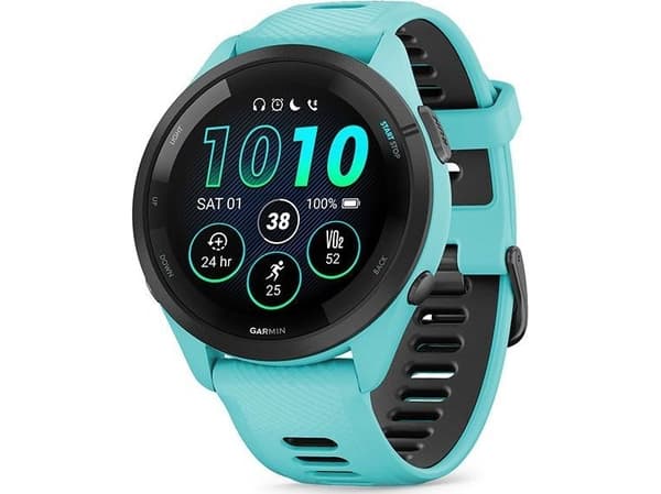 Garmin Forerunner 265 - 46 mm - aqua - smartklokke med stropp - håndleddstørrelse: 135-205 mm - display 1.3" - 8 GB - Bluetooth, Wi-Fi, ANT+ - 47 g