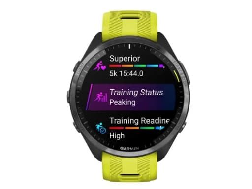 Garmin Forerunner 965 - 47 mm - svart - smart klocka med band - silikon - amp yellow/black - handledsstorlek: 135-205 mm - display 1.4" - 32 GB - Blu