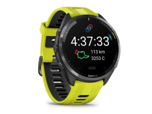 Garmin Forerunner 965 - 47 mm - svart - smart klocka med band - silikon - amp yellow/black - handledsstorlek: 135-205 mm - display 1.4" - 32 GB - Blu