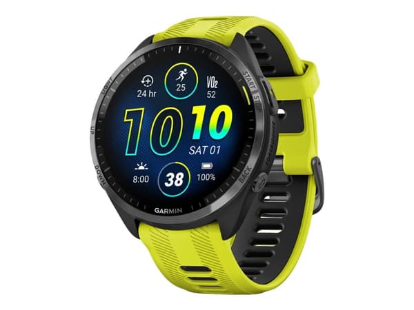 Garmin Forerunner 965 - 47 mm - svart - smart klocka med band - silikon - amp yellow/black - handledsstorlek: 135-205 mm - display 1.4" - 32 GB - Blu