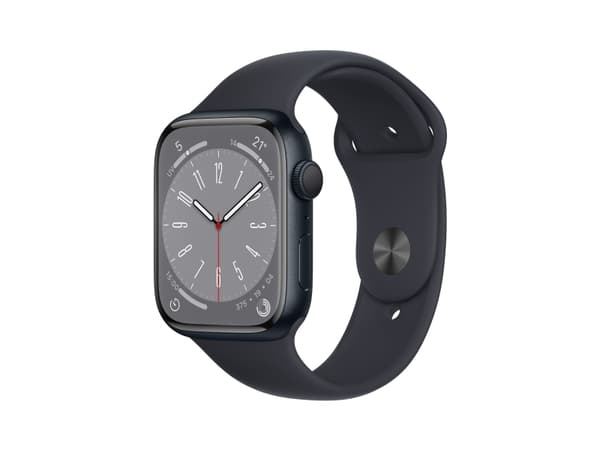 Apple Watch Series 8 (GPS) - 41 mm - midnattsaluminium - smartklokke med sportsbånd - fluorelastomer - midnatt - båndbredde: Regular - 32 GB - Wi-Fi,