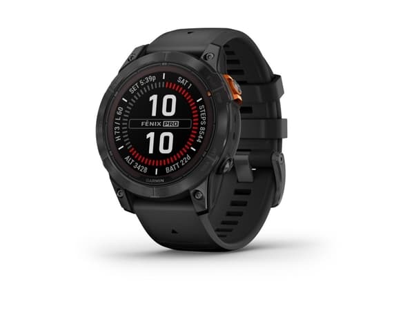 Garmin fenix 7 Pro Solar - 47 mm - skifergrå - sportsur med bånd - silikon - svart - håndleddstørrelse: 125-208 mm - display 1.3" - 32 GB - Bluetooth