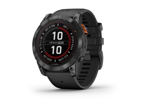 Garmin Fenix 7X Pro - Solar Edition - 51 mm - skiffergrå - Ja sportklocka med band - silikon - svart - handledsstorlek: 127-210 mm - display 1.4" - 3