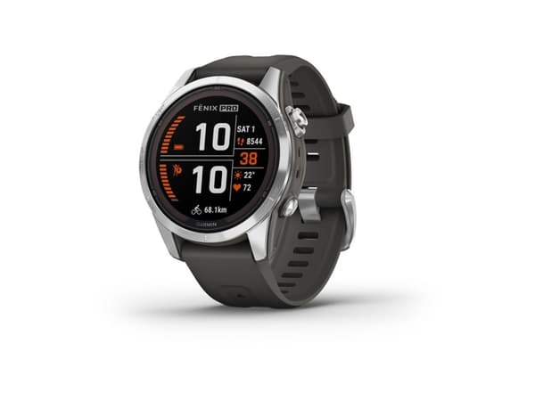 Garmin fenix 7S Pro - Solar Edition - 42 mm - fiberforsterket polymer - Ja smartklokke med bånd - silikon - grafitt - håndleddstørrelse: 108-182 mm -