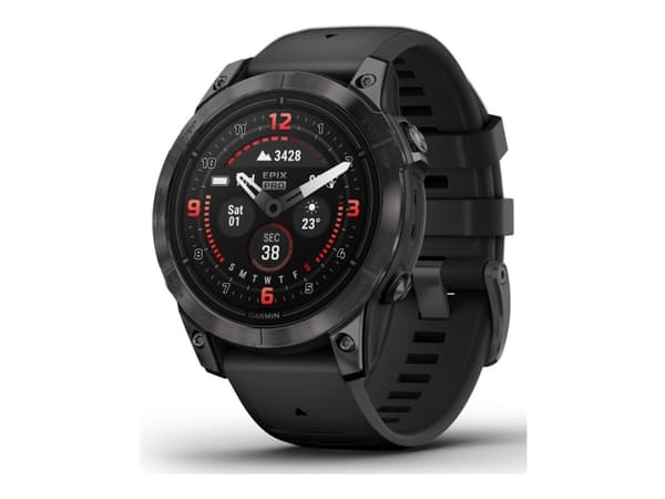 Garmin epix Pro - Sapphire Edition - 2a generation - 47 mm - titanium carbon gray DLC - Ja smart klocka med band - silikon - svart - handledsstorlek: