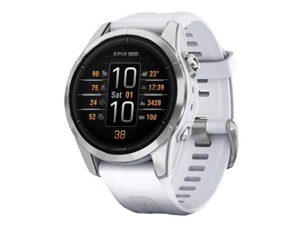 Garmin epix Pro - Standard Edition - 2a generation - 42 mm - silverfiberförstärkt polymer - Ja smart klocka med band - silikon - whitestone - handled