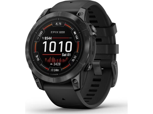 Garmin epix Pro - Standard Edition - 2. generasjon - 47 mm - skifergrå fiberarmert polymer - Ja smartklokke med bånd - silikon - svart - håndleddstør
