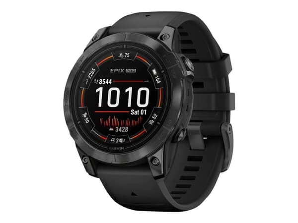 Garmin epix Pro - Standard Edition - 2. generasjon - 47 mm - skifergrå fiberarmert polymer - Ja smartklokke med bånd - silikon - svart - håndleddstør